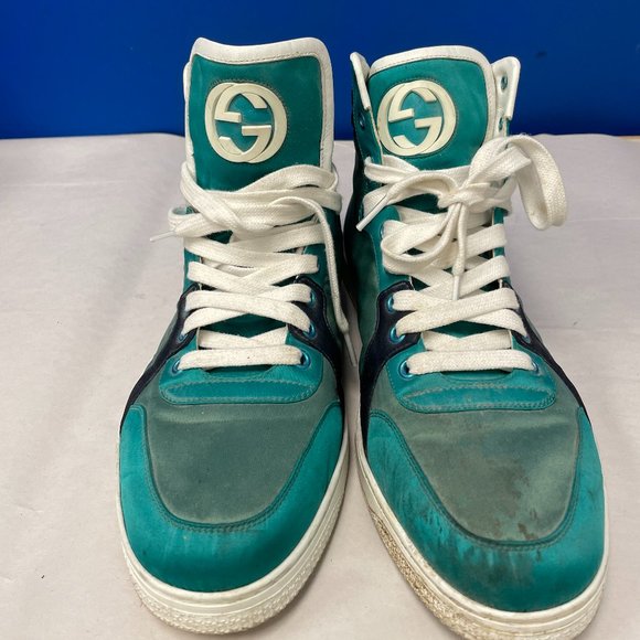 Gucci Multicolor Satin High Top Trainers - Size 8.5 - Picture 1 of 12